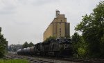 NS 3628 leads a 6K4 east past the former Hershey chocolate silos